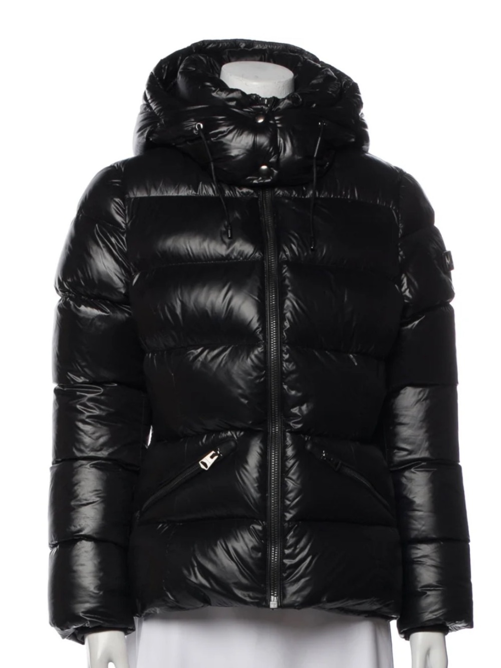 Mackage Women's Black Gloss Quilted Down Puffer Jacket with Hood